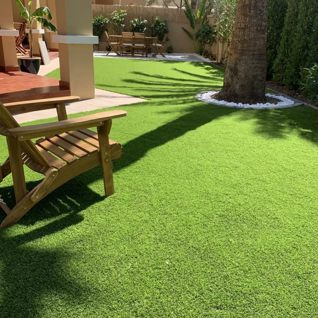 artificial grass in a back garden