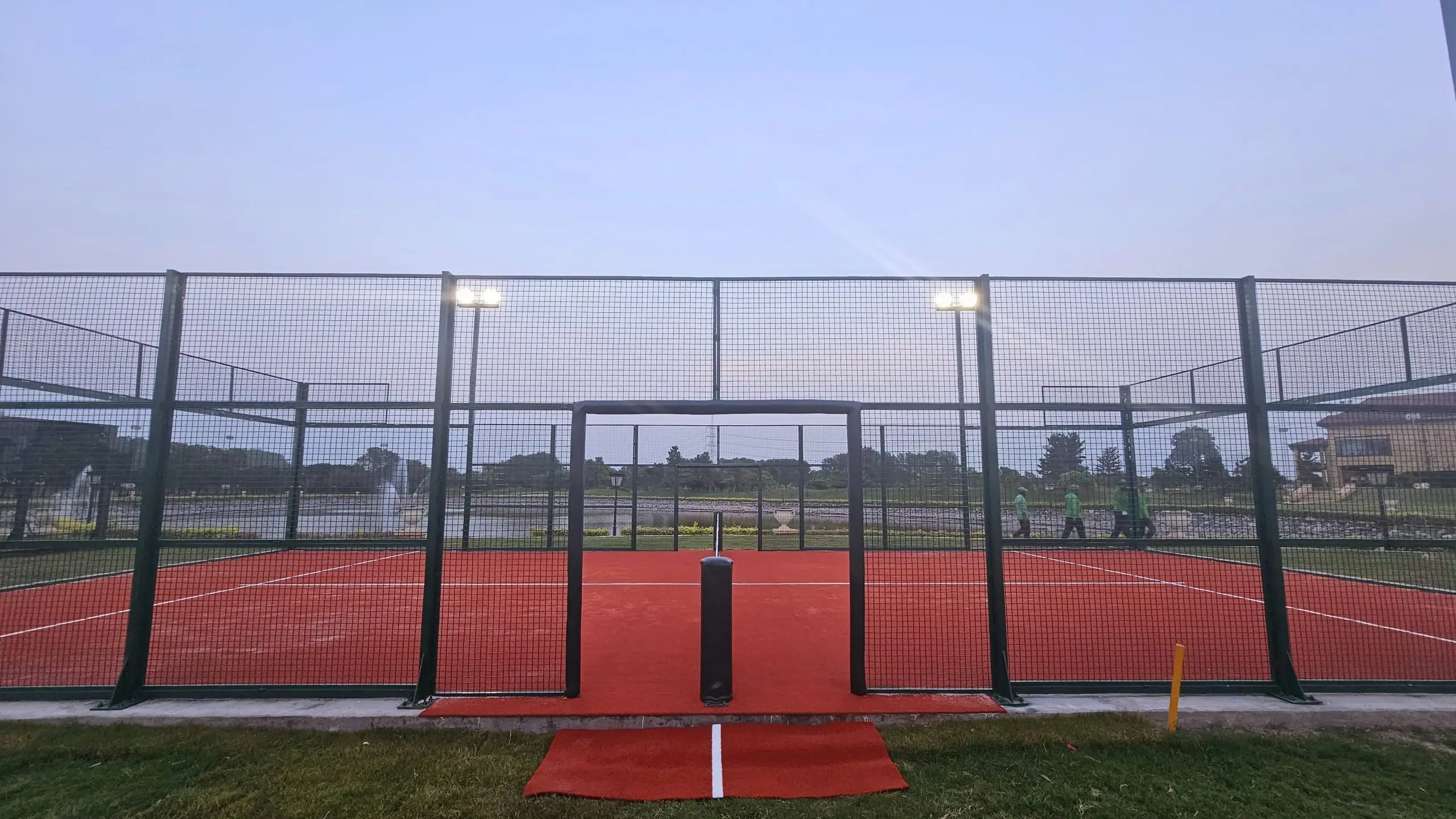 red artificial grass standard turf padel court